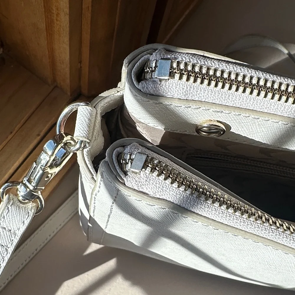 Lo & Sons Pearl Saffiano Leather Crossbody Bag in Ivory - Picture 5 of 16